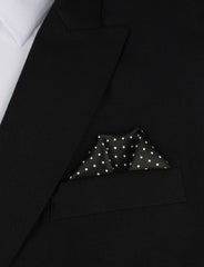 Black with Small White Polka Dots - Winged Puff Pocket Square Fold