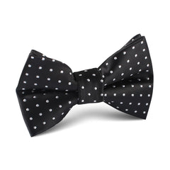 Black with Small White Polka Dots Kids Bow Tie