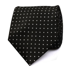 Black with Small White Polka Dots Tie Front View