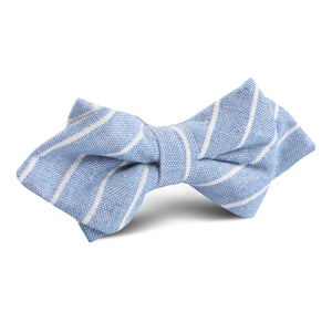 Blue Barney Pin Stripe Linen Diamond Bow Tie