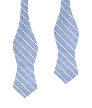 Blue Barney Pin Stripe Linen Diamond Self Bow Tie