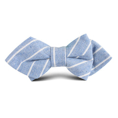 Blue Barney Pin Stripe Linen Kids Diamond Bow Tie