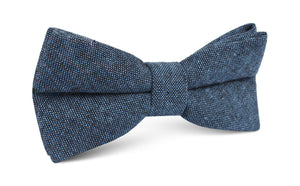 Blue & Black Textured Linen Blend Bow Tie