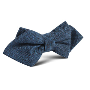 Blue & Black Textured Linen Blend Diamond Bow Tie