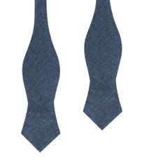 Blue & Black Textured Linen Blend Diamond Self Bow Tie