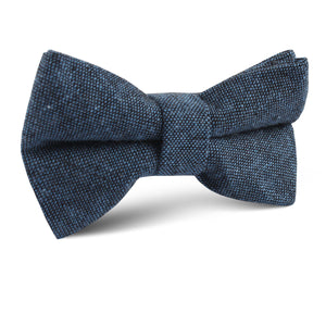 Blue & Black Textured Linen Blend Kids Bow Tie