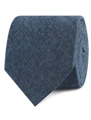 Blue & Black Textured Linen Blend Necktie