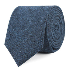 Blue & Black Textured Linen Blend Slim Tie
