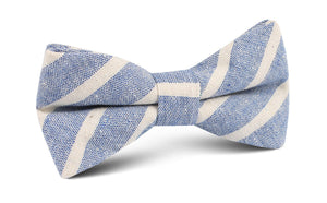 Blue Bodrum Linen Chalk Stripe Bow Tie