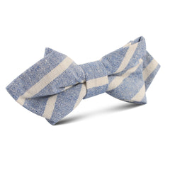 Blue Bodrum Linen Chalk Stripe Diamond Bow Tie
