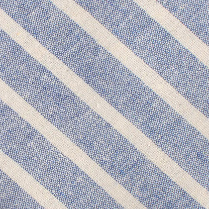 Blue Bodrum Linen Chalk Stripe Fabric Mens Bow Tie