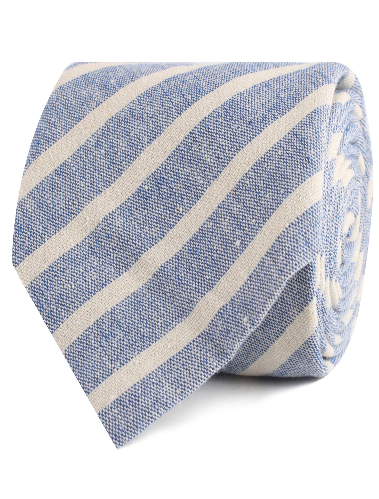 Blue Bodrum Linen Chalk Stripe Necktie