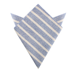 Blue Bodrum Linen Chalk Stripe Pocket Square
