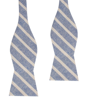 Blue Bodrum Linen Chalk Stripe Self Bow Tie