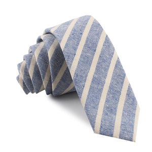 Blue Bodrum Linen Chalk Stripe Skinny Tie
