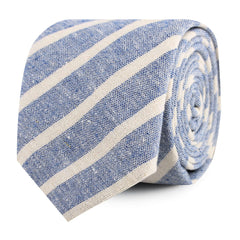 Blue Bodrum Linen Chalk Stripe Slim Tie