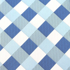Blue Checkered Fabric Skinny Tie X035