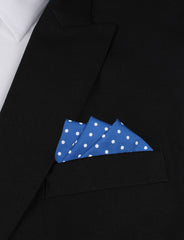 Blue Cotton with Mini White Polka Dots Oxygen Three Point Pocket Square Fold