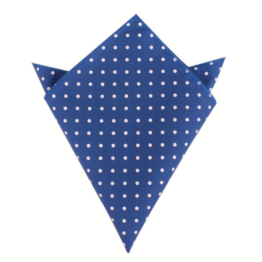 Blue Cotton with Mini White Polka Dots Pocket Square