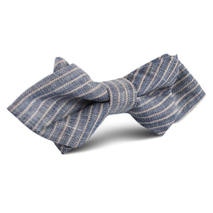 Blue Dry Cold Linen Pinstripe Diamond Bow Tie