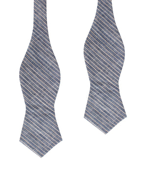 Blue Dry Cold Linen Pinstripe Diamond Self Bow Tie
