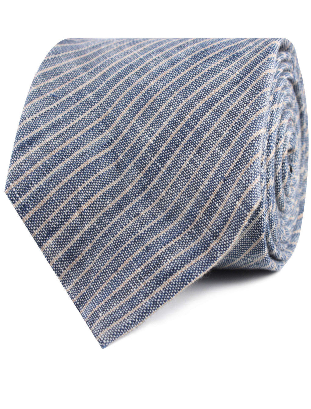 Blue Dry Cold Linen Pinstripe Necktie