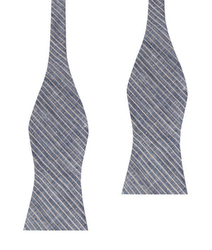 Blue Dry Cold Linen Pinstripe Self Bow Tie