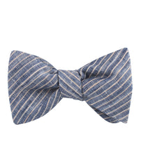 Blue Dry Cold Linen Pinstripe Self Tied Bowtie