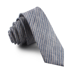 Blue Dry Cold Linen Pinstripe Skinny Tie