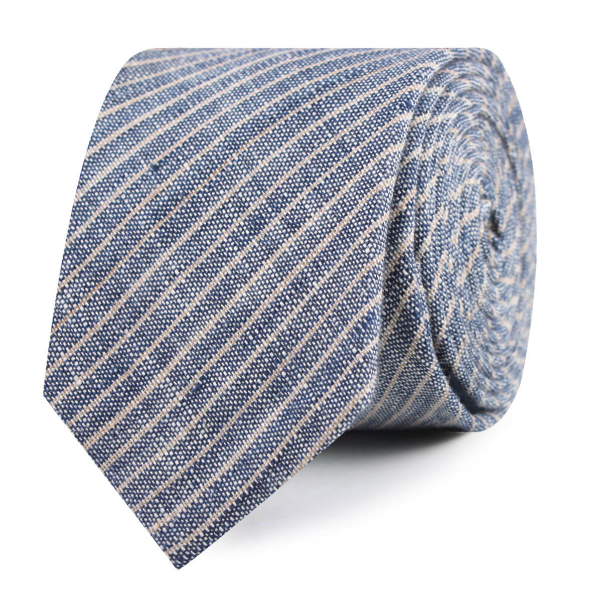 Blue Dry Cold Linen Pinstripe Slim Tie