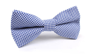 Blue Gingham Cotton Bow Tie