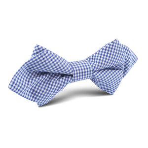 Blue Gingham Cotton Diamond Bow Tie