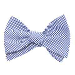 Blue Gingham Cotton Self Tie Bow Tie 3