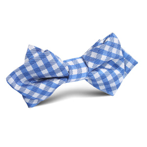 Blue Gingham Diamond Bow Tie