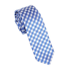 Blue Gingham Skinny Tie