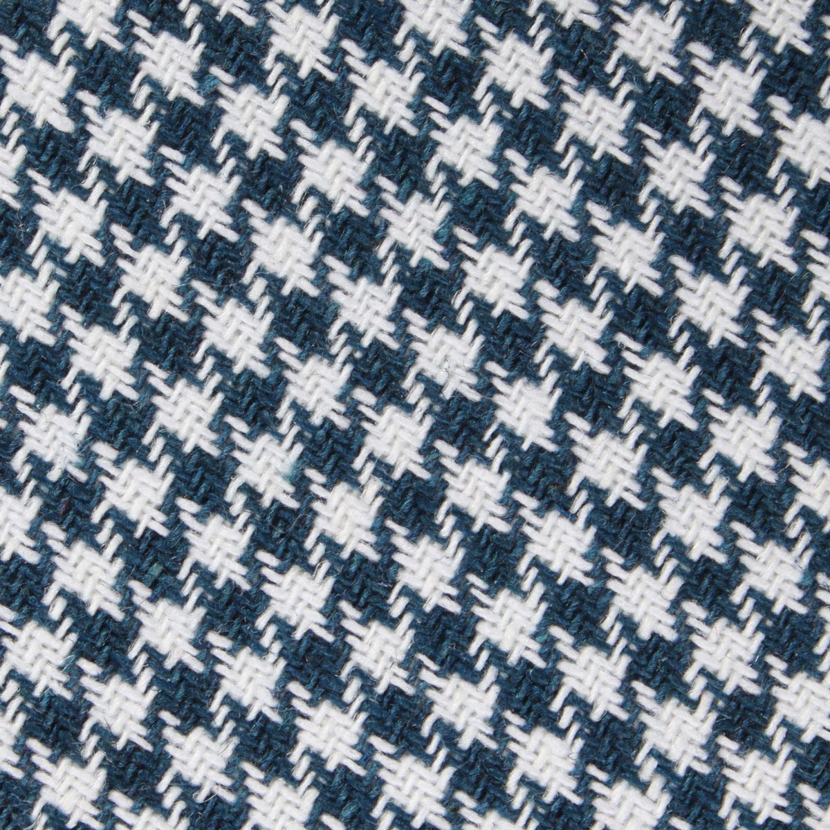 Blue Houndstooth Raw Linen Fabric Skinny Tie