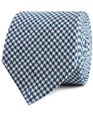 Blue Houndstooth Raw Linen Necktie