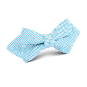 Blue Joy Houndstooth Linen Diamond Bow Tie