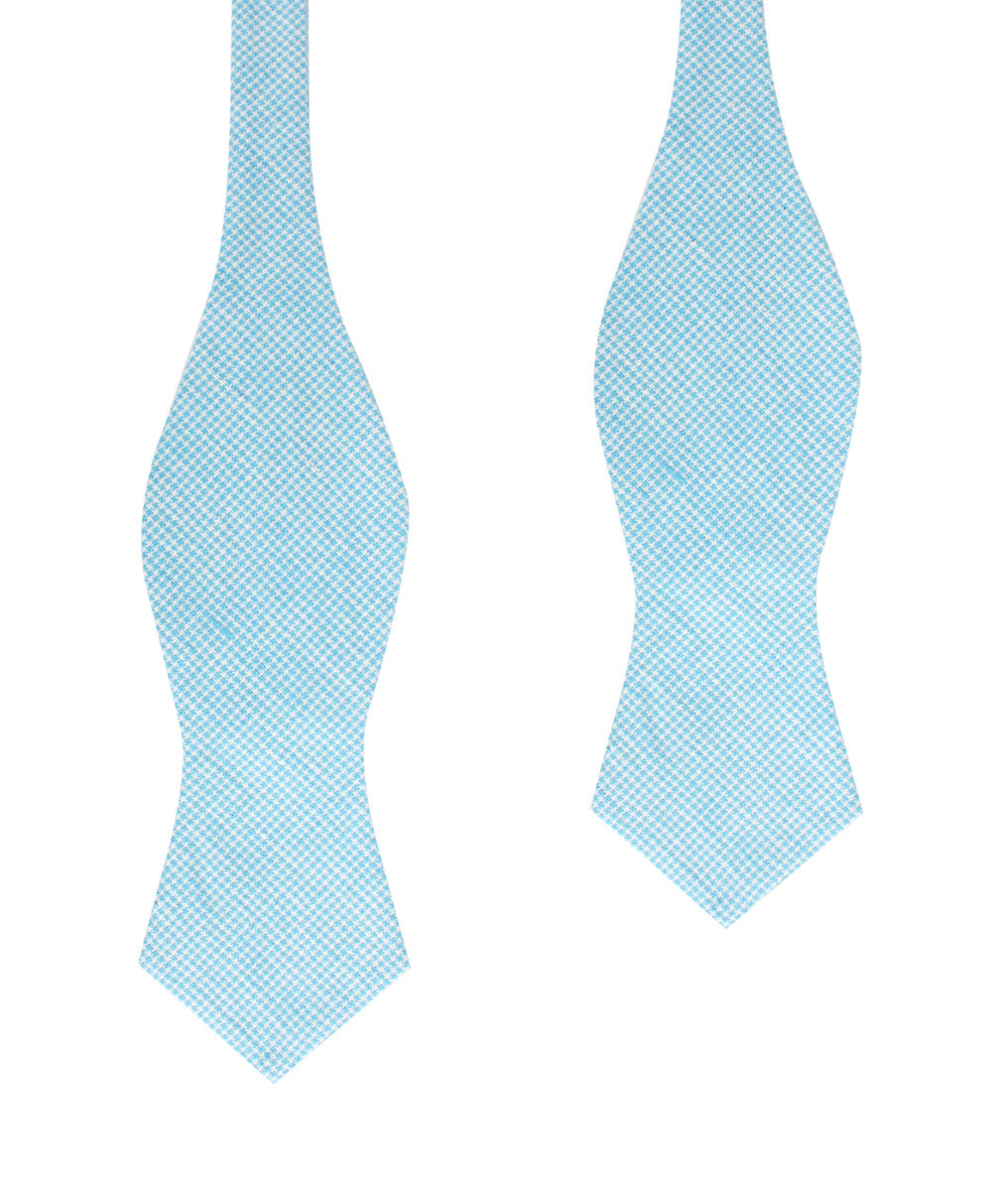 Blue Joy Houndstooth Linen Diamond Self Bow Tie