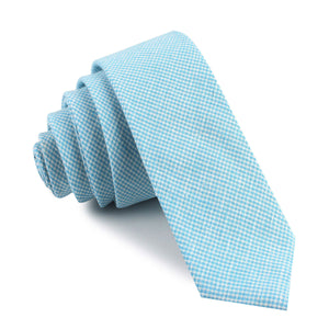 Blue Joy Houndstooth Linen Skinny Tie