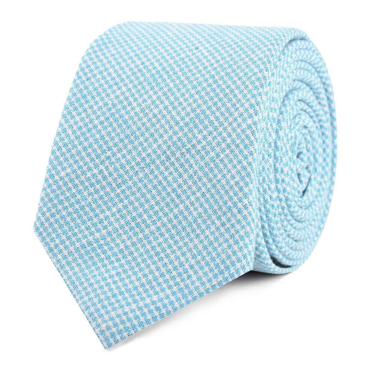 Blue Joy Houndstooth Linen Slim Tie