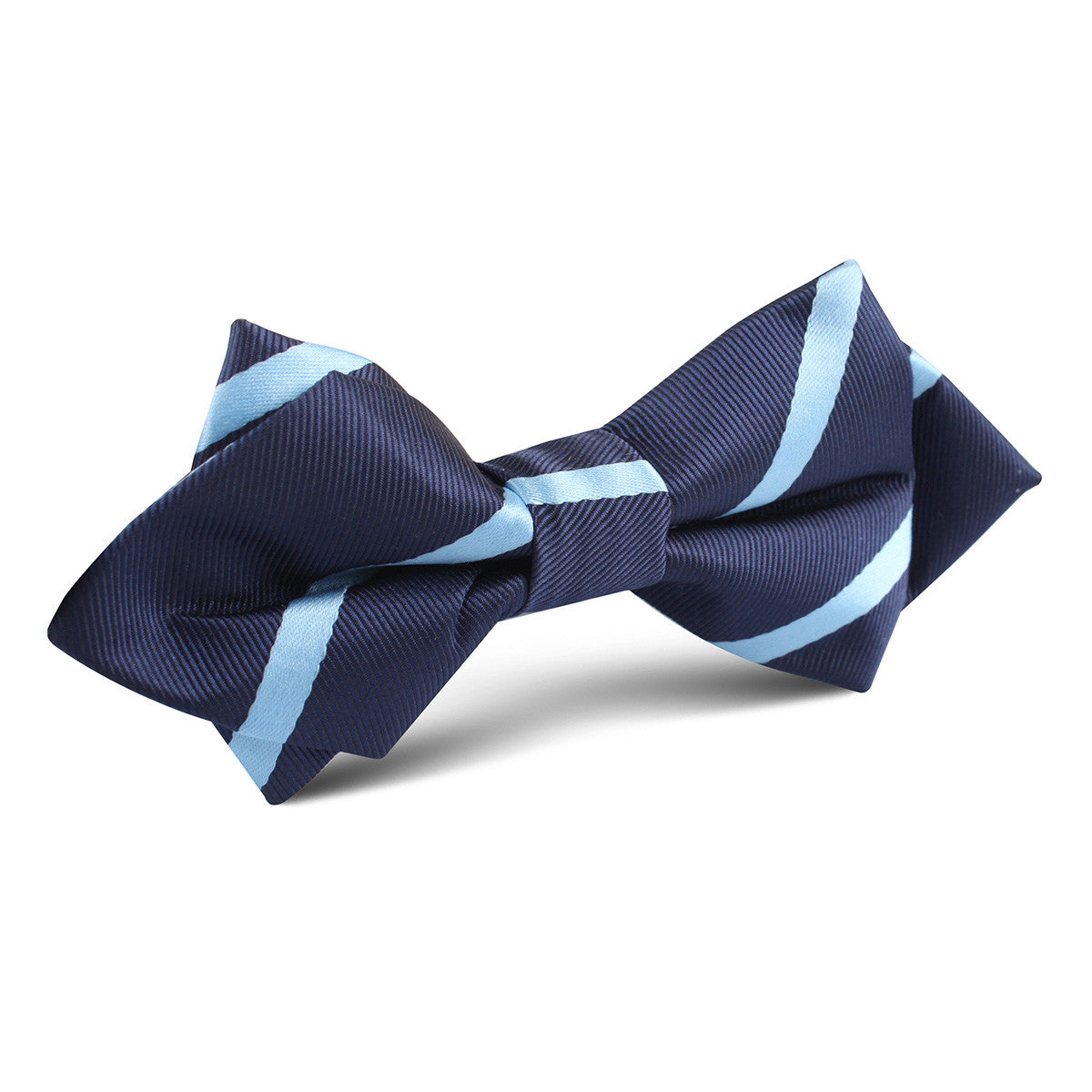 Blue Pencil Stripe Diamond Bow Tie