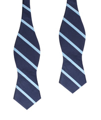 Blue Pencil Stripe Diamond Self Bow Tie