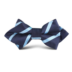 Blue Pencil Stripe Kids Diamond Bow Tie