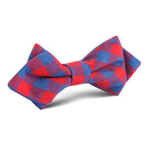 Blue & Red Gingham Diamond Bow Tie