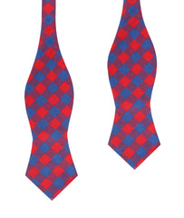 Blue & Red Gingham Diamond Self Bow Tie