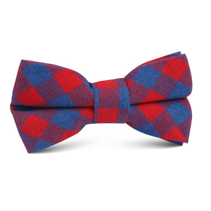 Blue & Red Gingham Kids Bow Tie