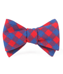 Blue & Red Gingham Self Tied Bowtie