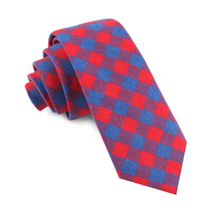 Blue & Red Gingham Skinny Tie