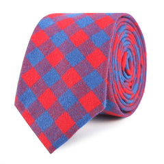 Blue & Red Gingham Slim Tie
